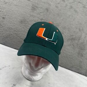 Miami Hurricanes Zephyr Z-Fit Hat Green Orange Embroidered U Logo Cap Mens M/L